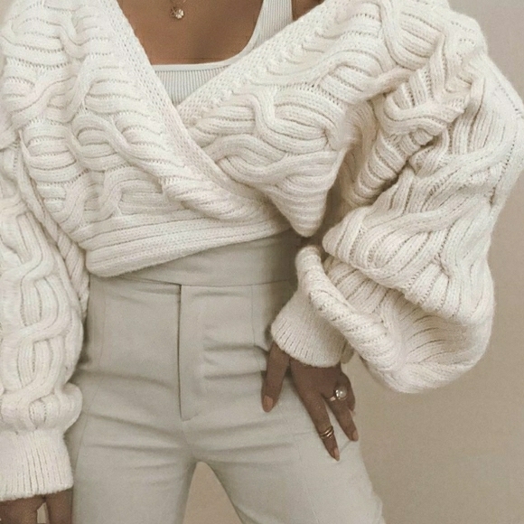 NWT ZARA | Bloggers Fave Cable Knit Sweater Jacket - Picture 5 of 16